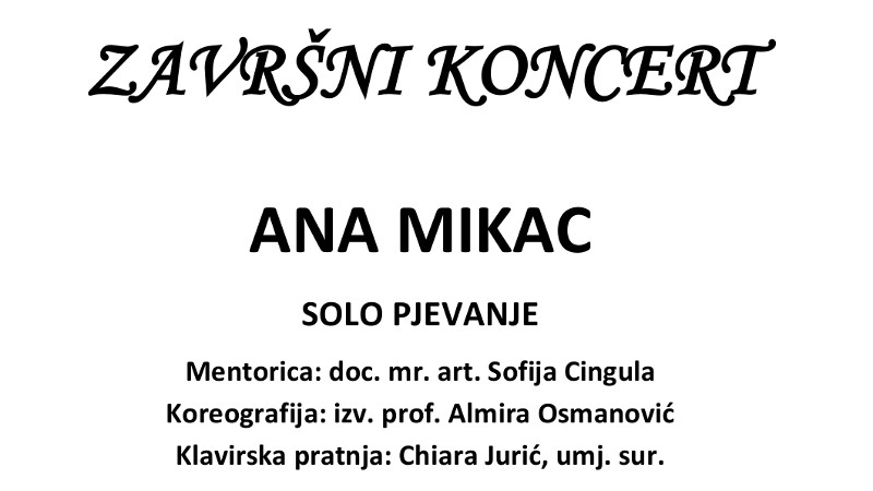 Najava završnog koncerta...